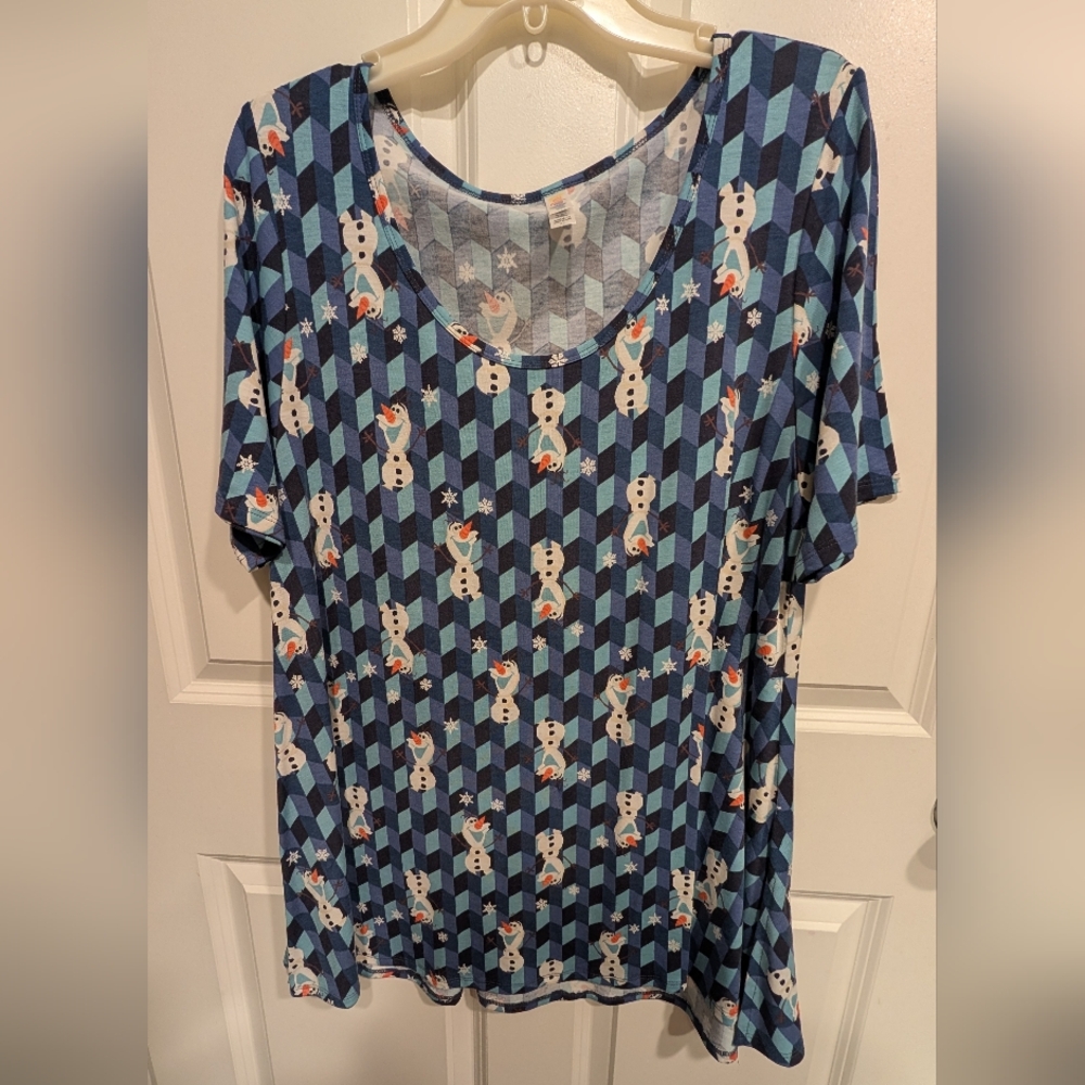 LuLaRoe Blue Geometric Olaf Perfect Tee